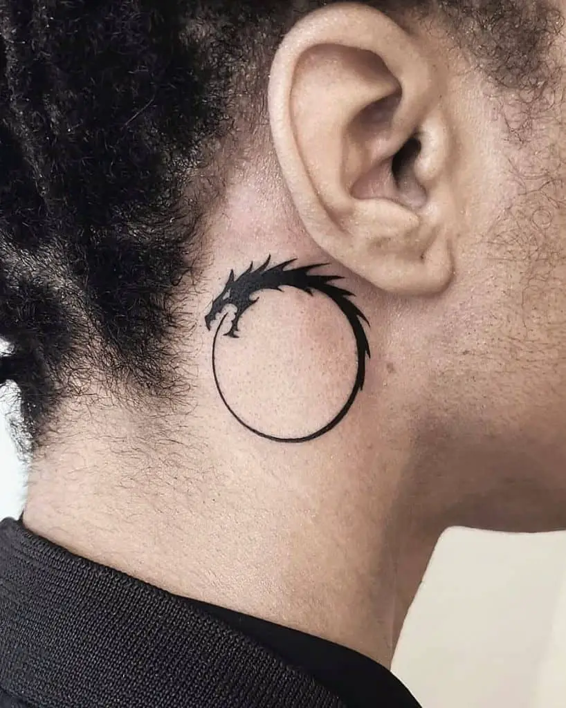 Dragon inspired Behind The Ear Tattoo Male 