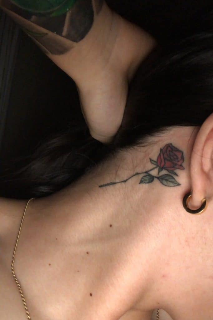 Ear Tattoos For Females Who Love Flowers 