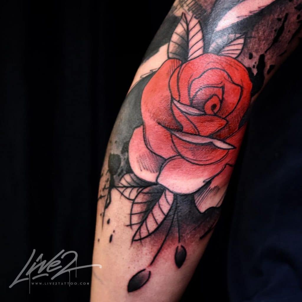 Elbow Rose Tattoos2