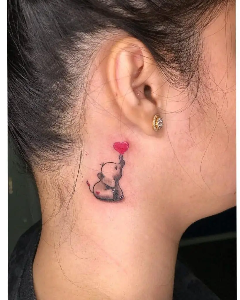 Elephant Behind Ear Tattoo Male Print 