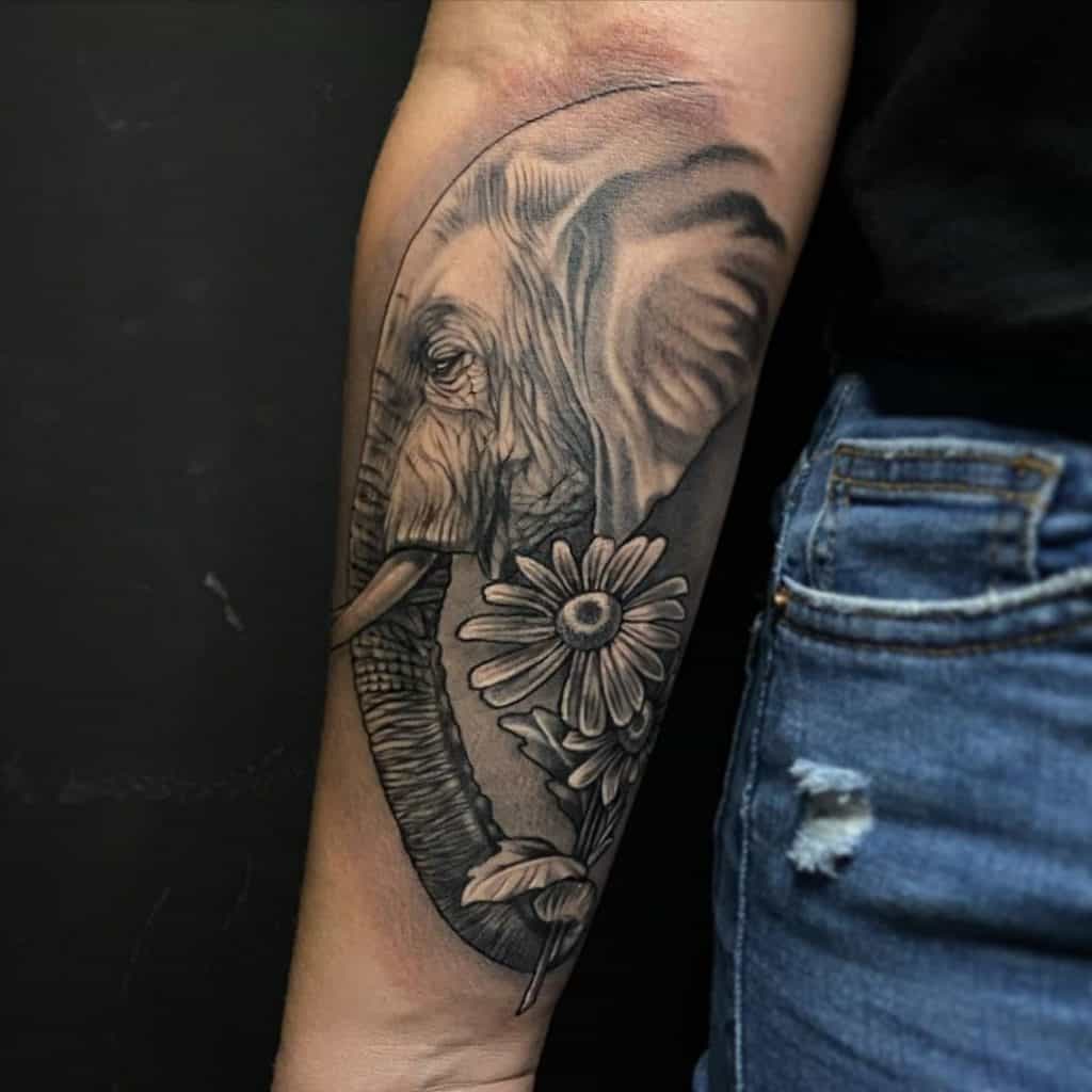 Elephant Tattoo on The Arm