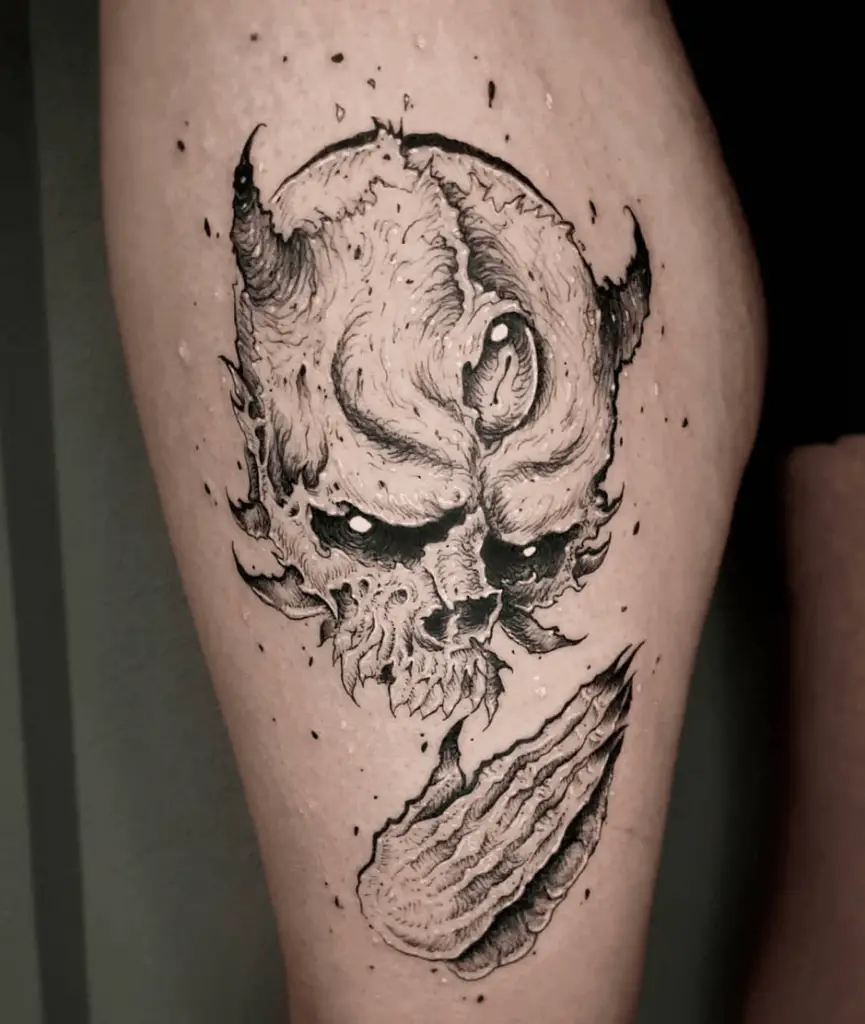 Evil Black Skull Satanic Tattoo