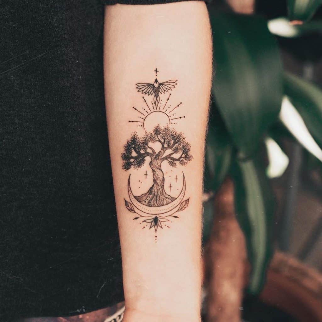 Geometric Tree Of Life Tattoo 