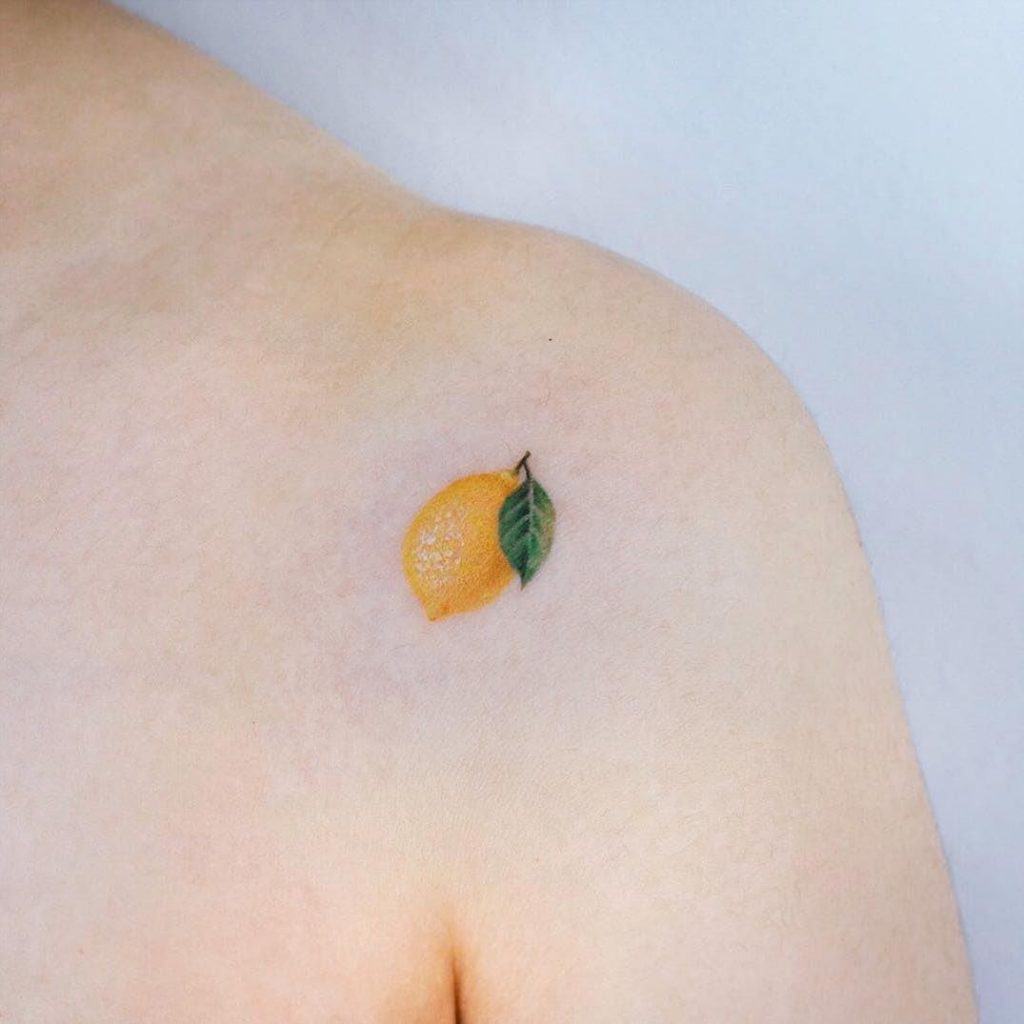 Lemon Bright Yellow Small Tattoo