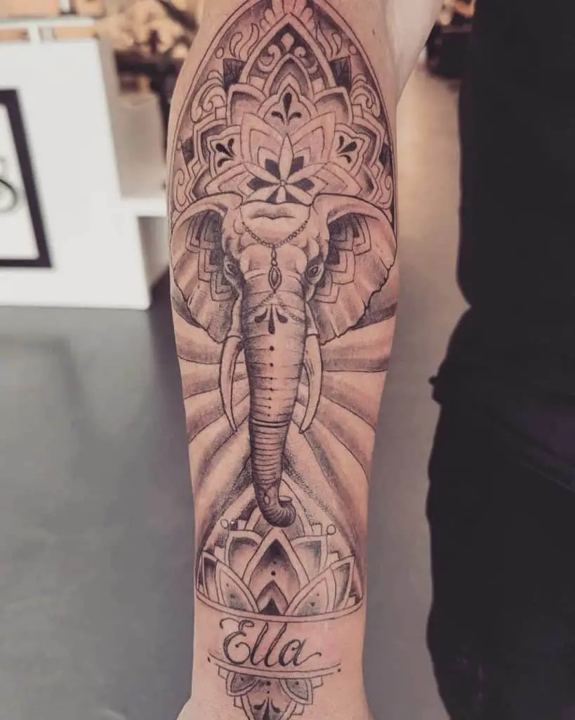 Mandala Elephant Head Tattoo Design