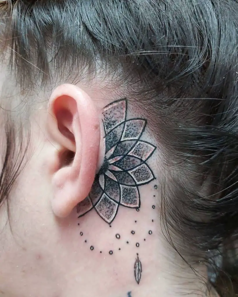 Mandala Inspired Tribal Ear Tattoos 