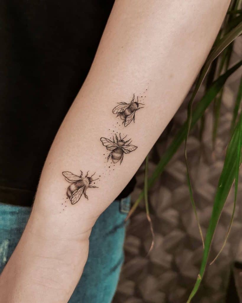 Multiple bees tattoo 5