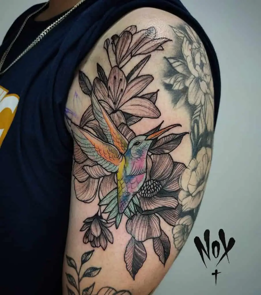 Neo Traditional Hummingbird Tattoo 2