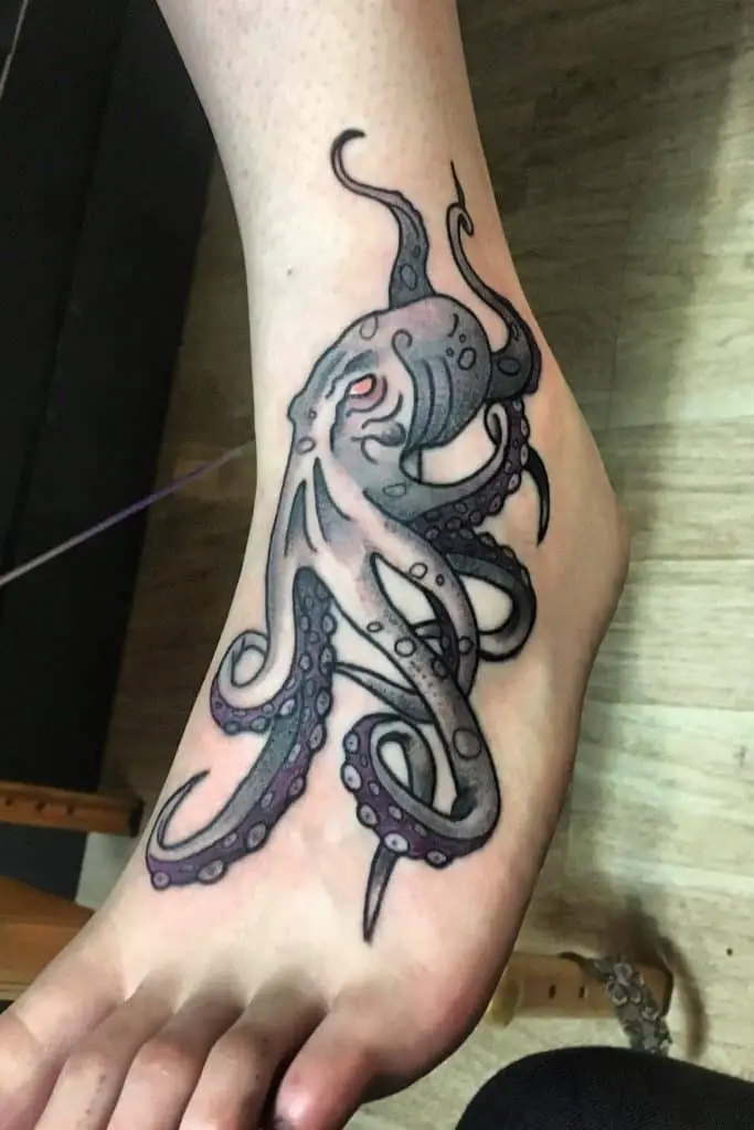 Octopus Inspired Animal Foot Tattoo 