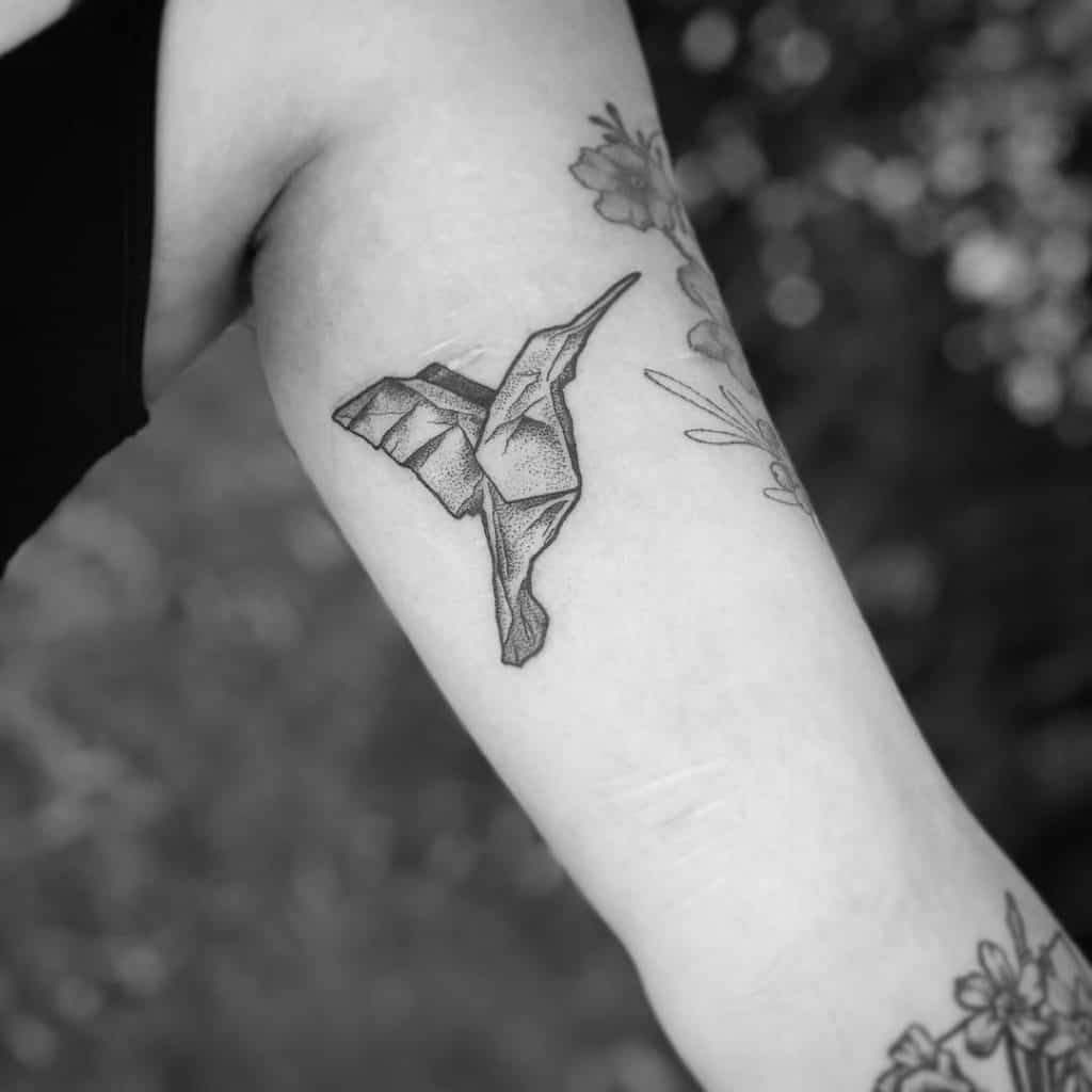 Origami Hummingbird Tattoos 2