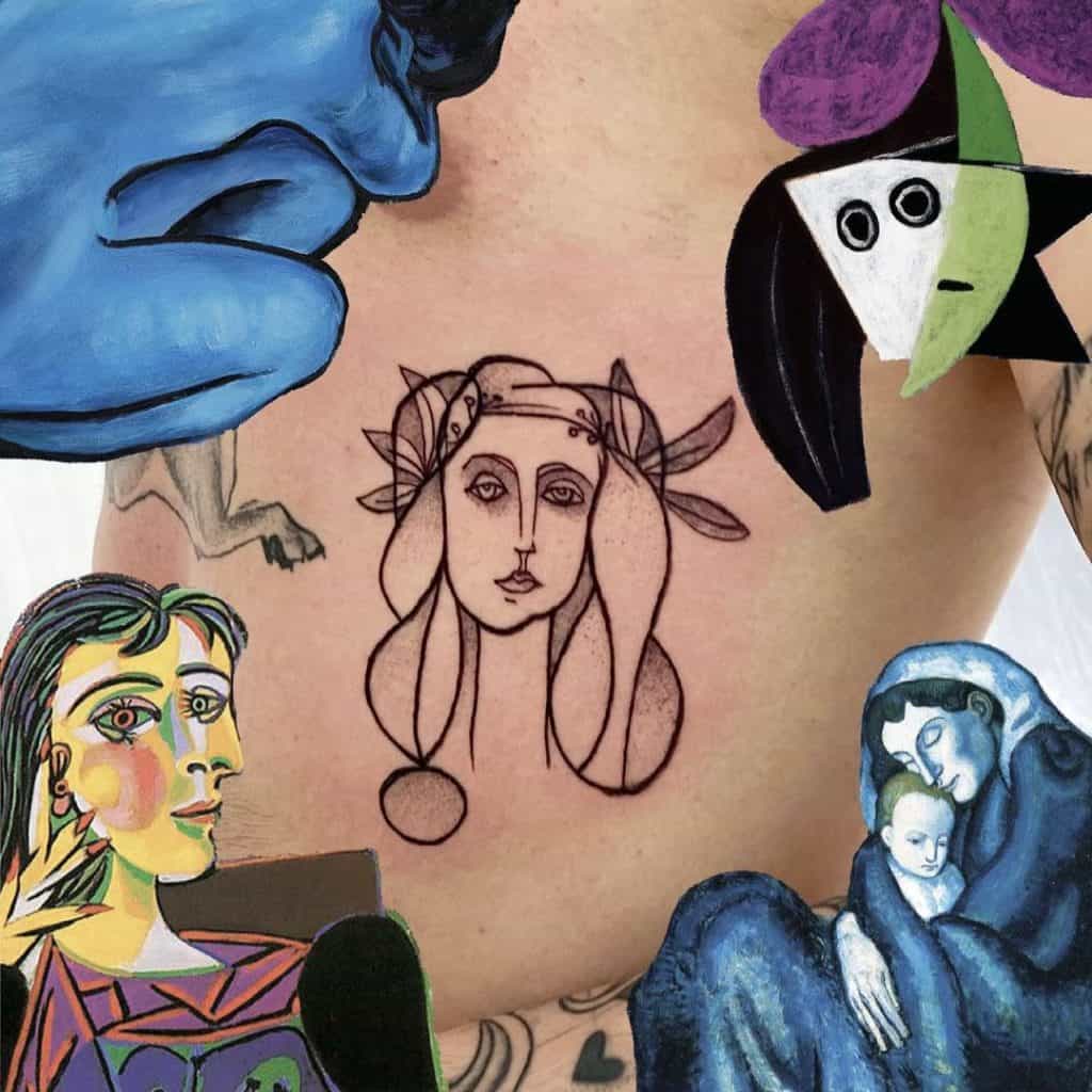 Picasso Inspired Fine Line Tattoos 2