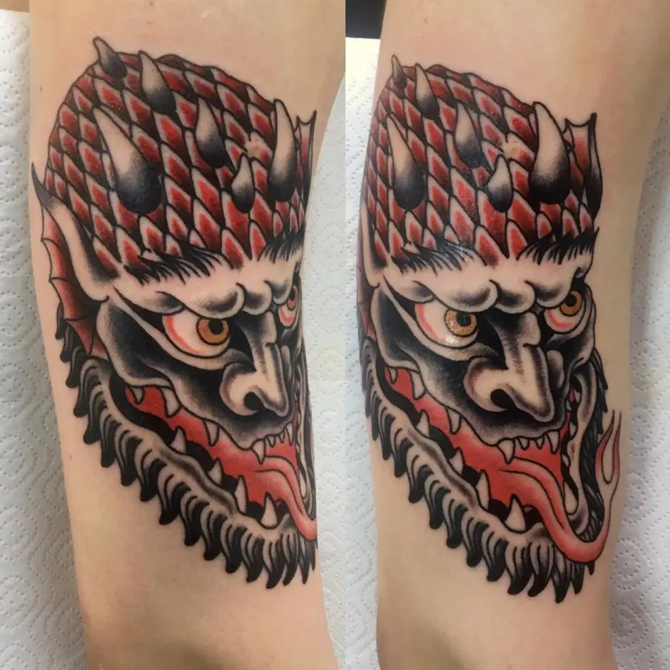 Scary Satanic Tattoo Red Design