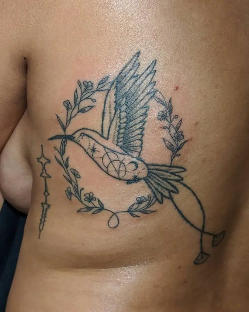 Single Needle Hummingbird Tattoo 2