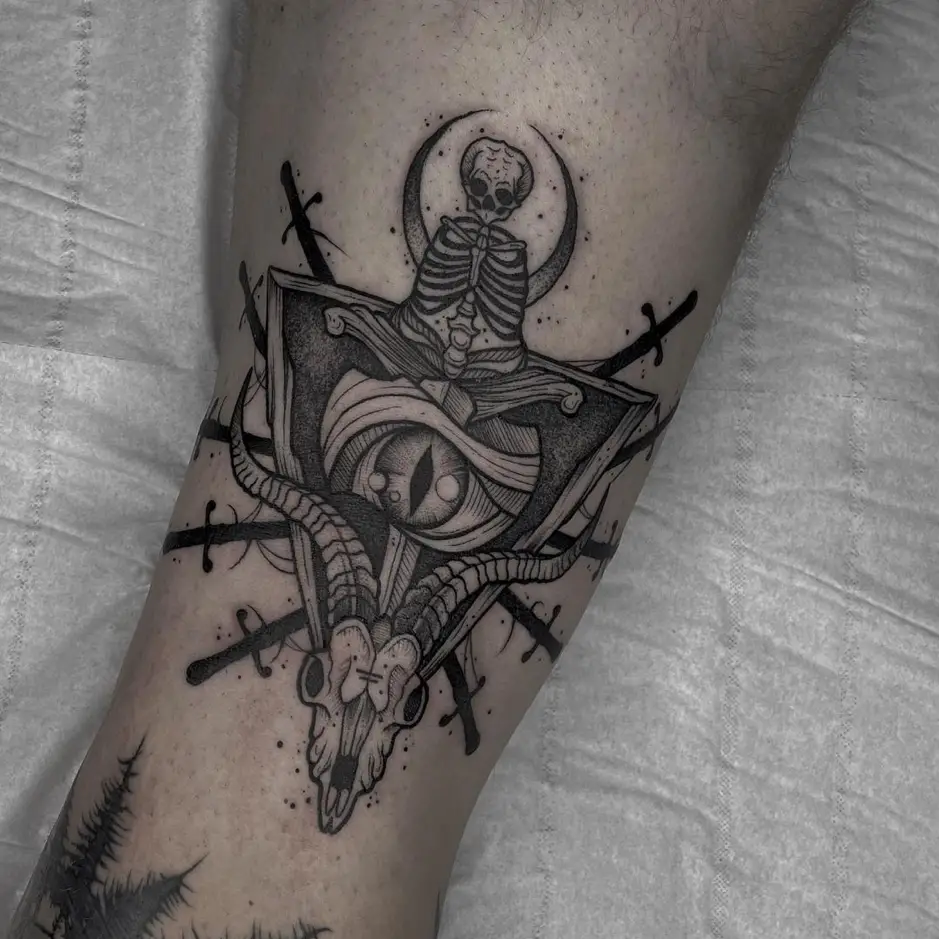 Small Black Ink Satanic Tattoo