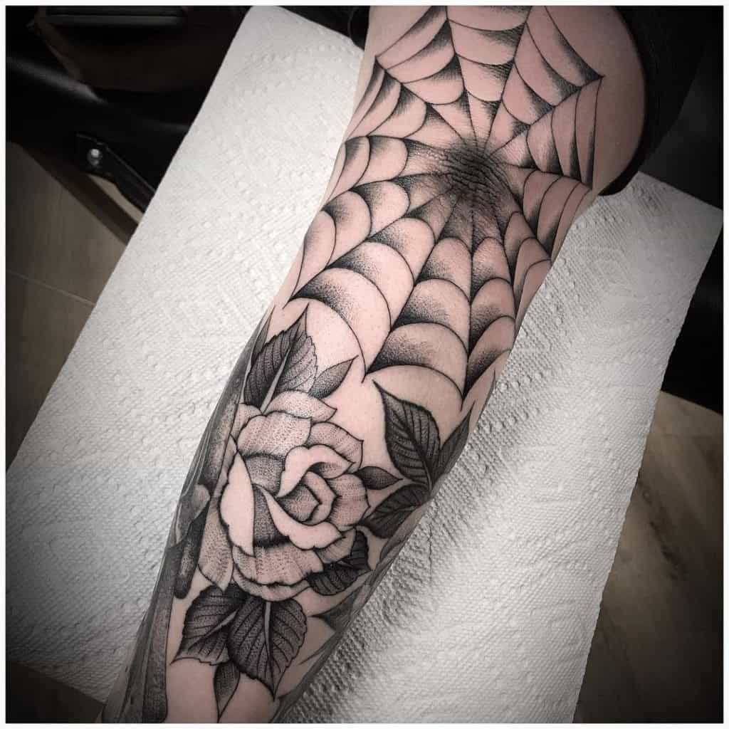 Spider Web Elbow Tattoo 1