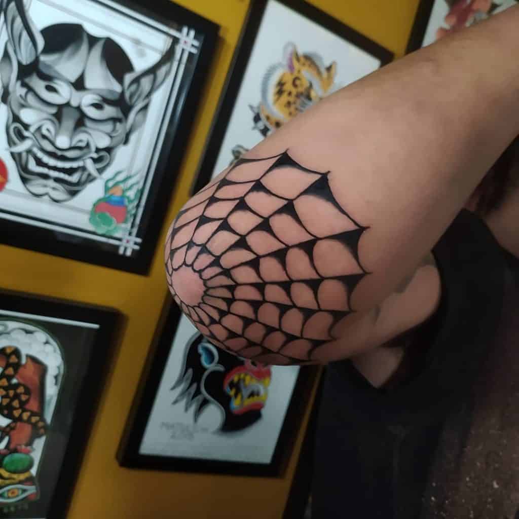 Spider Web Elbow Tattoo 3