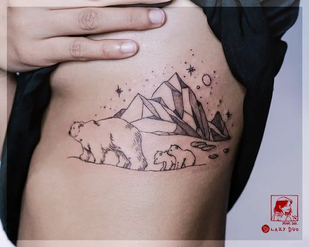 The Bear Fine Line Tattoo 3