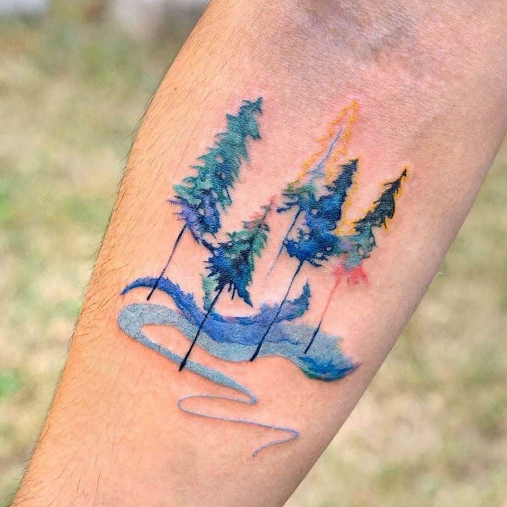 Tree Of Life Tattoo Colorful Blue Design 