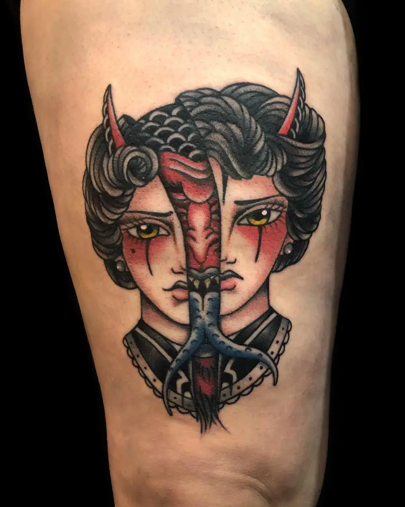 Twin Inspired Scary Satanic Tattoo Design