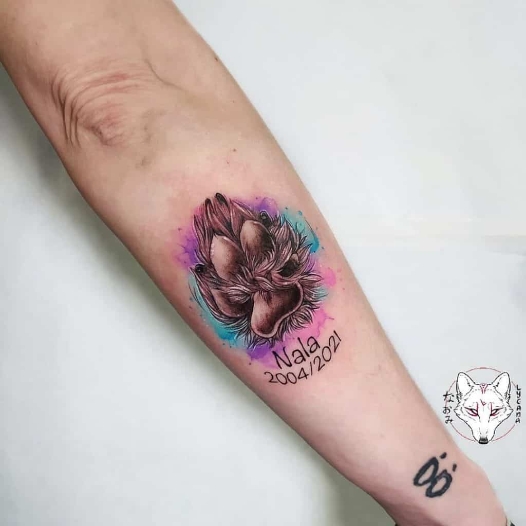 Watercolor Dog Paw Tattoo