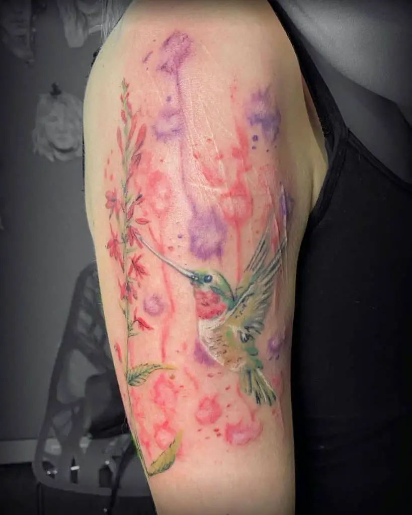 Watercolor Hummingbird Tattoos 2