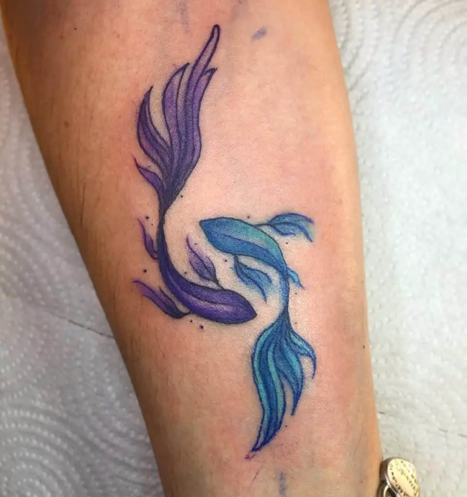 Watercolor Pisces Tattoo 2