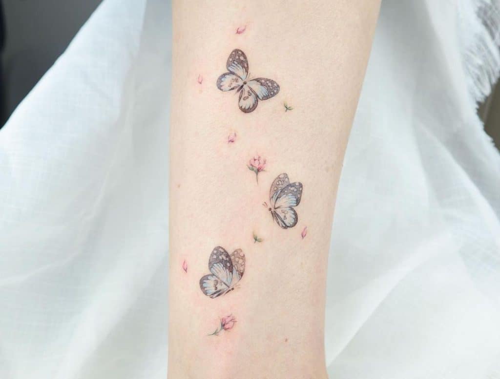 Whimsical Butterfly Fine Line Tattoos 2