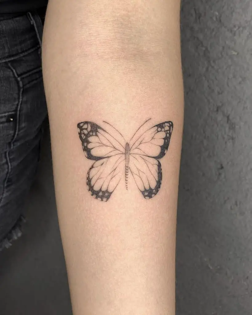 Whimsical Butterfly Fine Line Tattoos 3