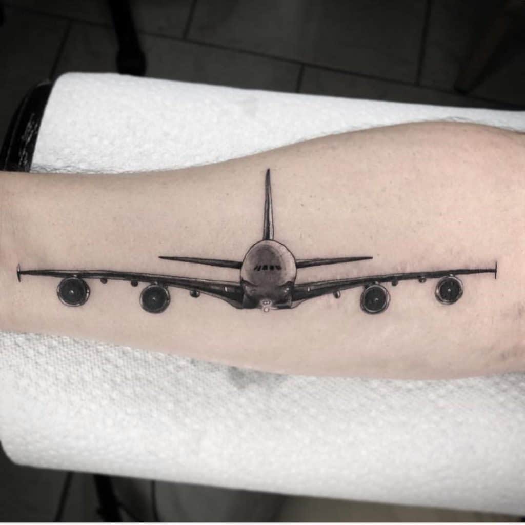 Airplane Tattoo Small Forearm Idea