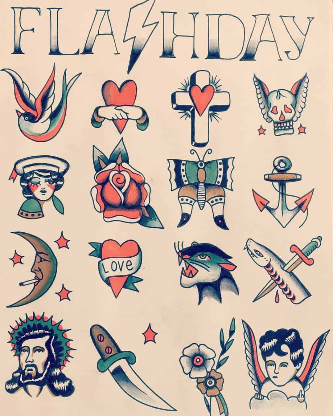 50+ American Traditional Tattoo Design Ideas and Meanings (Eagle, Panther, Pin-Up Girl, Anchor