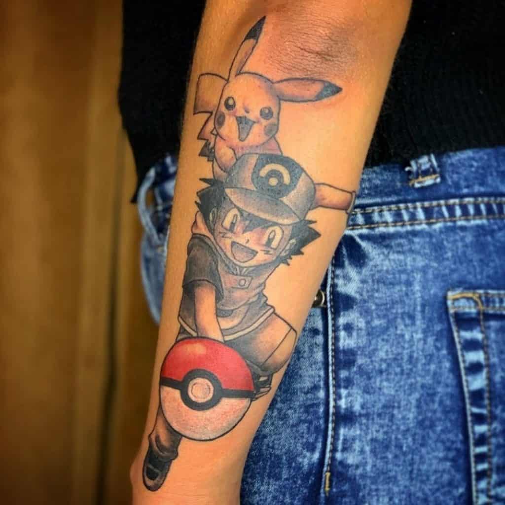 Ash & Pikachu Tattoo 