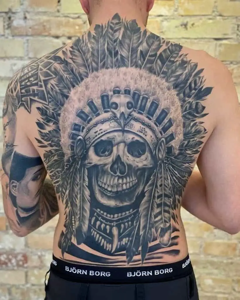 Back Tattoos in Black and Grey 2
