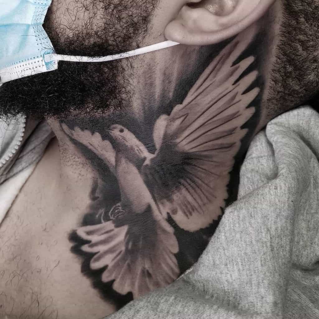 Birds neck tattoo 2