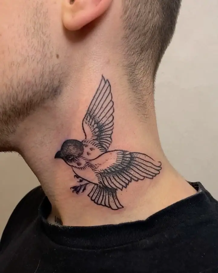 Birds neck tattoo 4