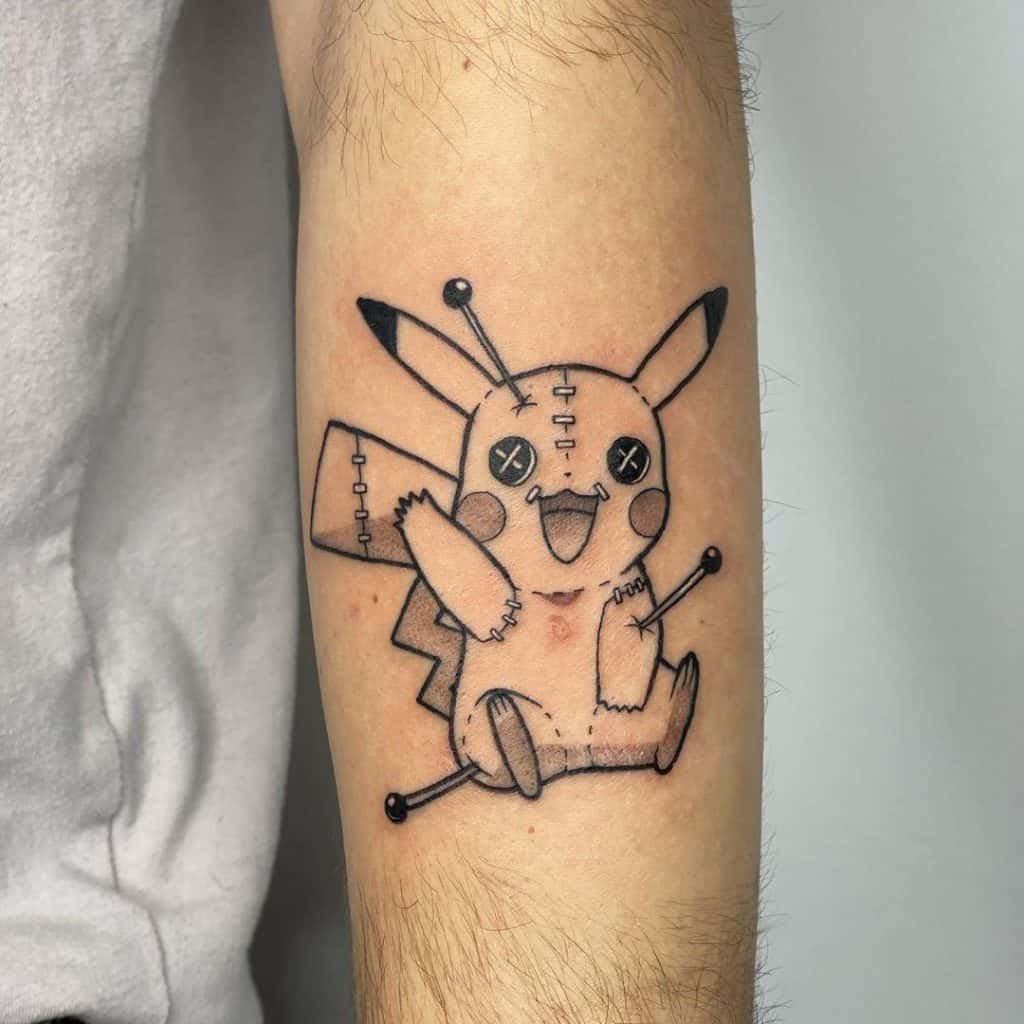Black & White Pikachu Tattoo Simple Design 
