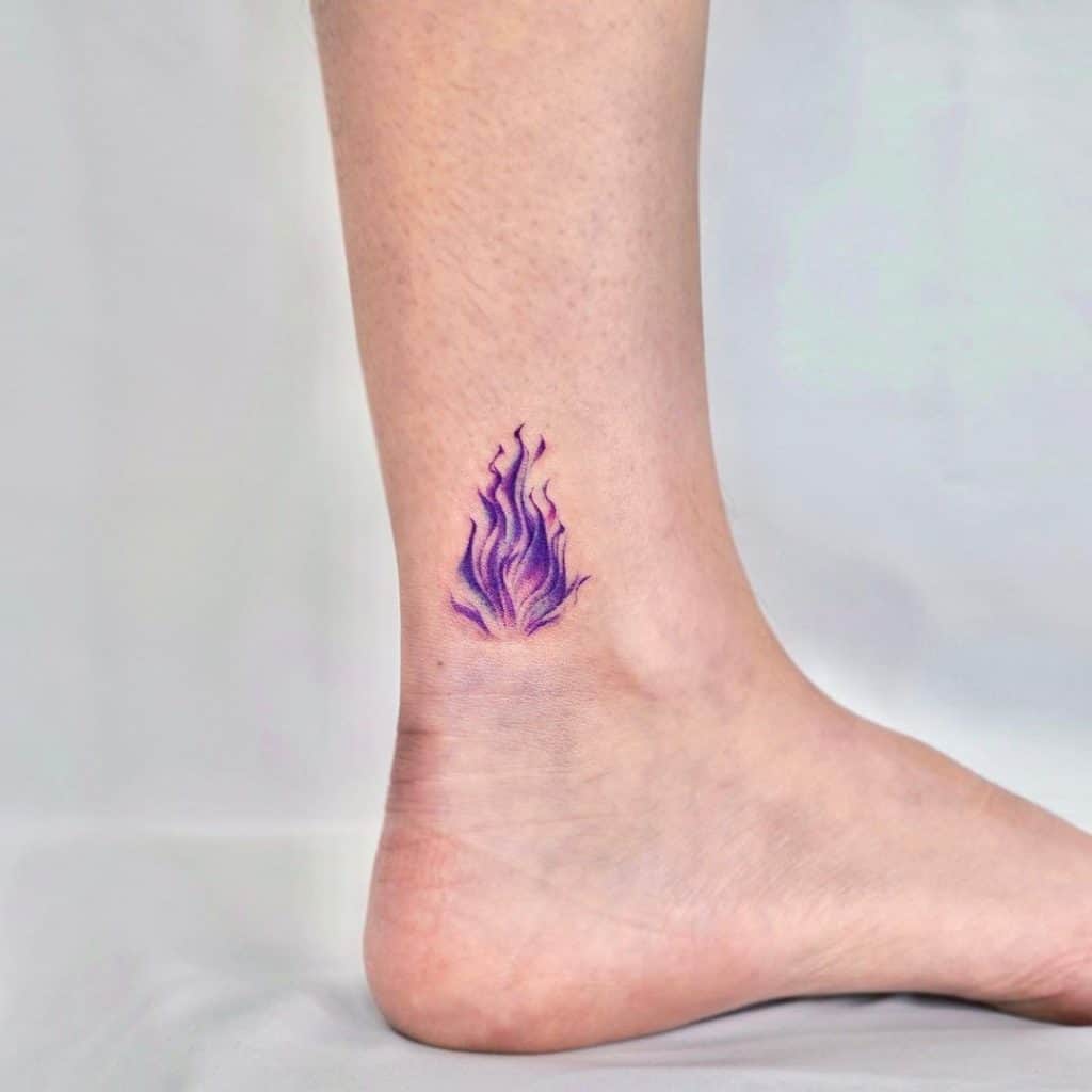 Burning Flame Ankle Tattoo 