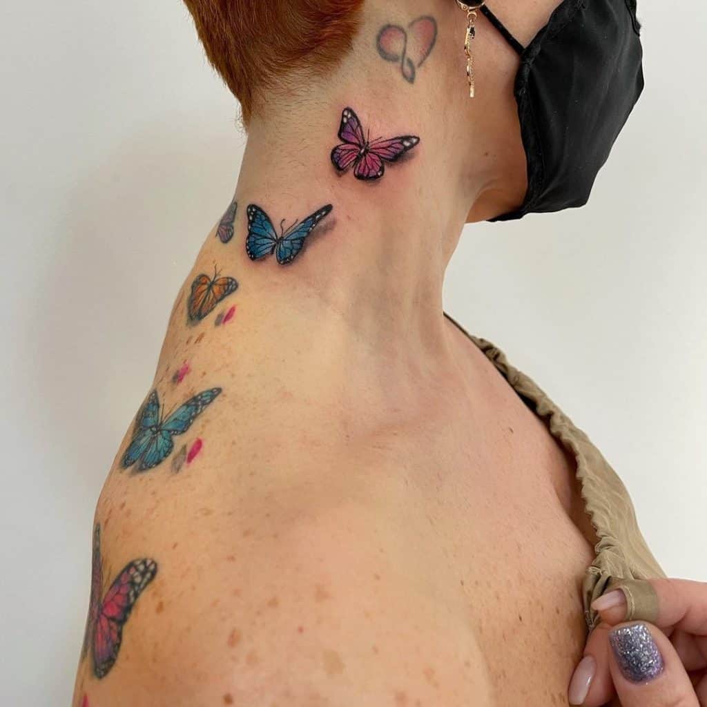 Butterfly neck tattoo 3