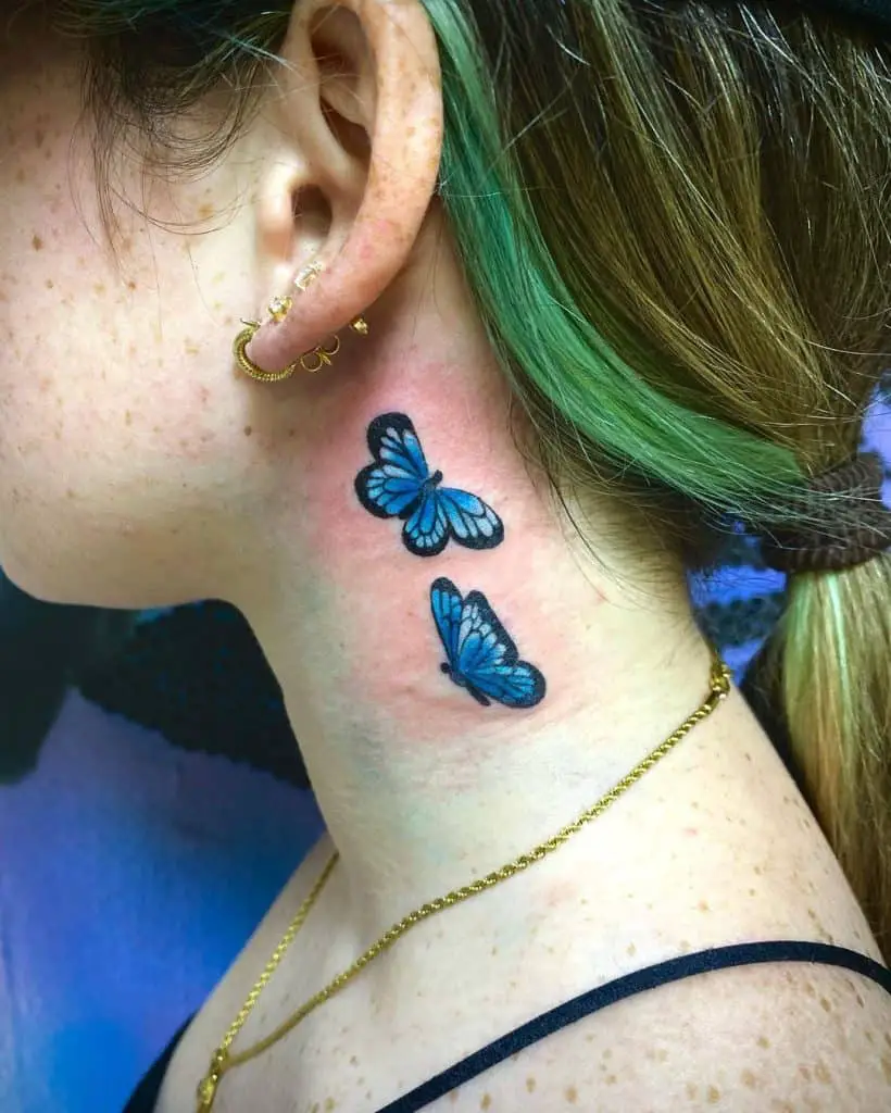 Butterfly neck tattoo 5