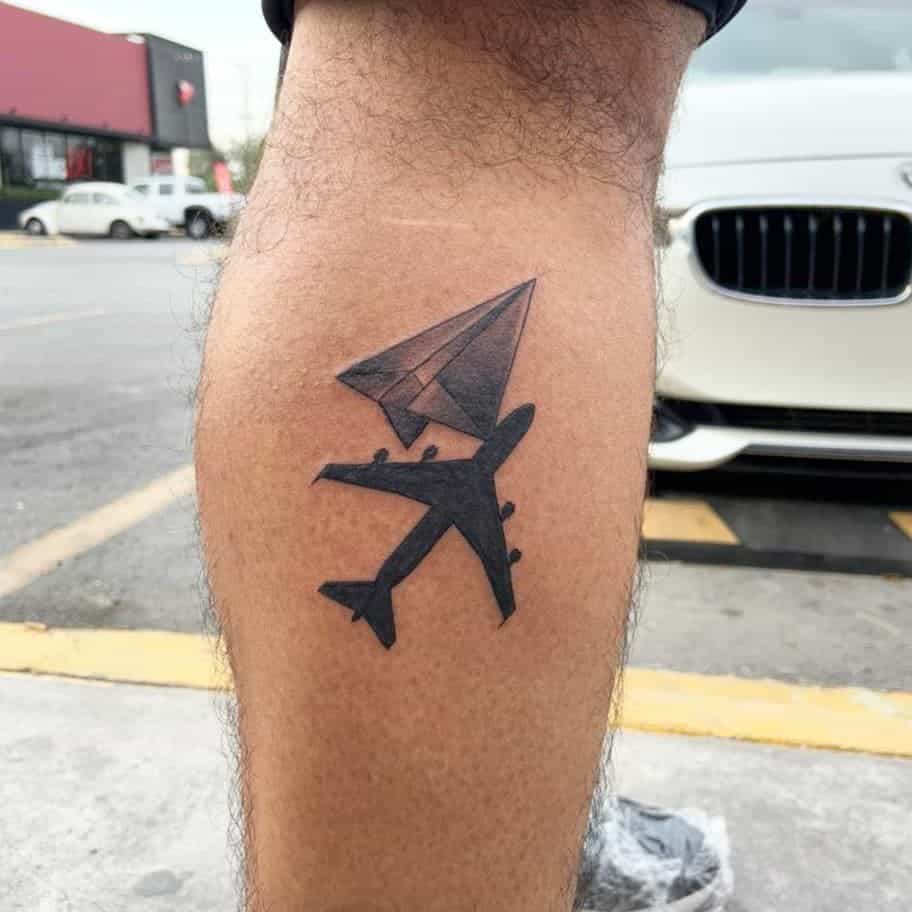 Calf Airplane Tattoo 