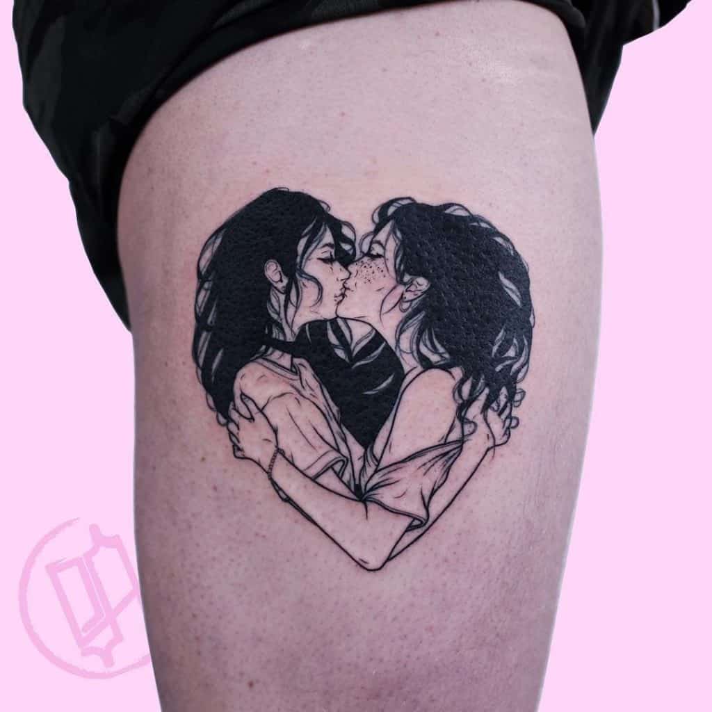 Couple Kissing Love Tattoo 