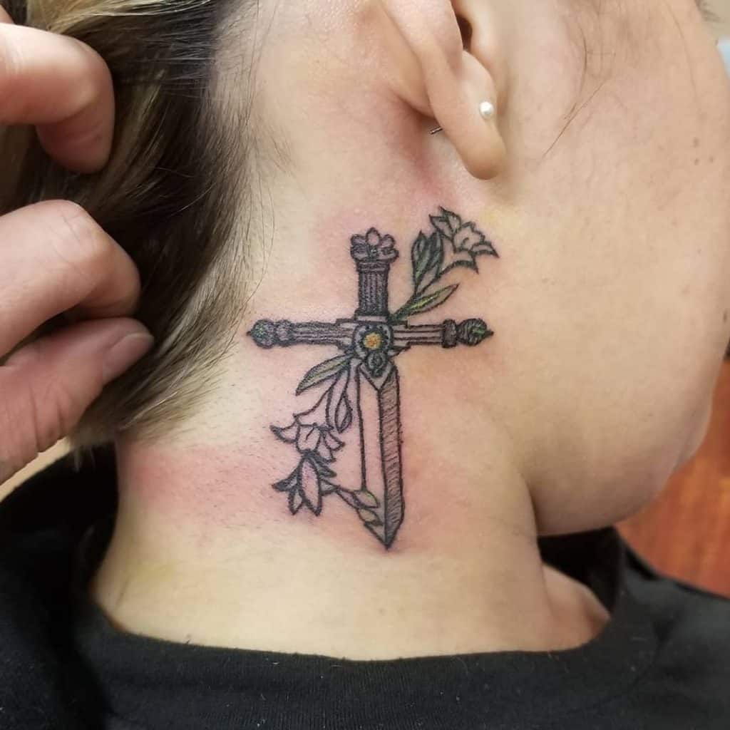 Women Cross neck tattoo 4
