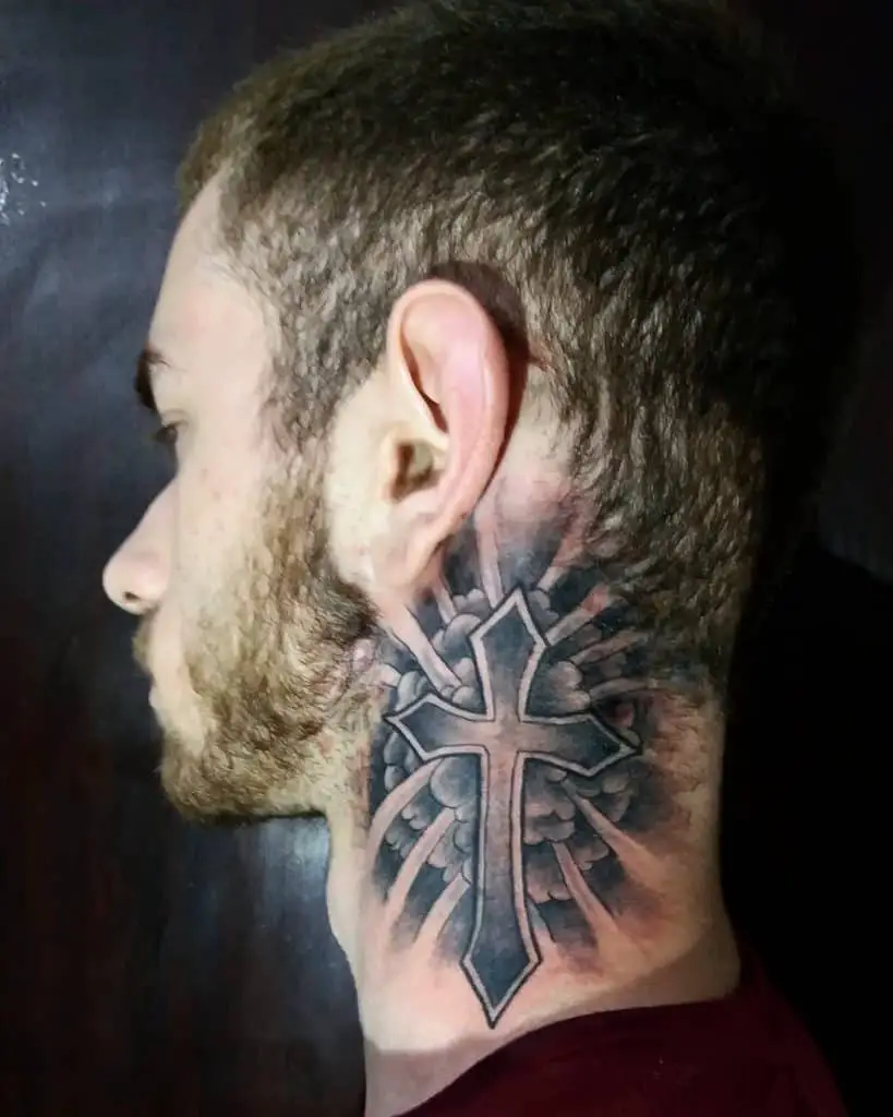 Cross neck tattoo 4