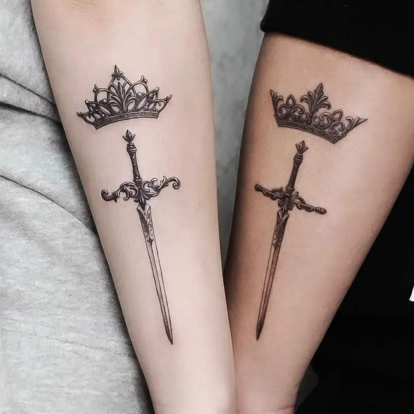 Crown and Sword Tattoo Design