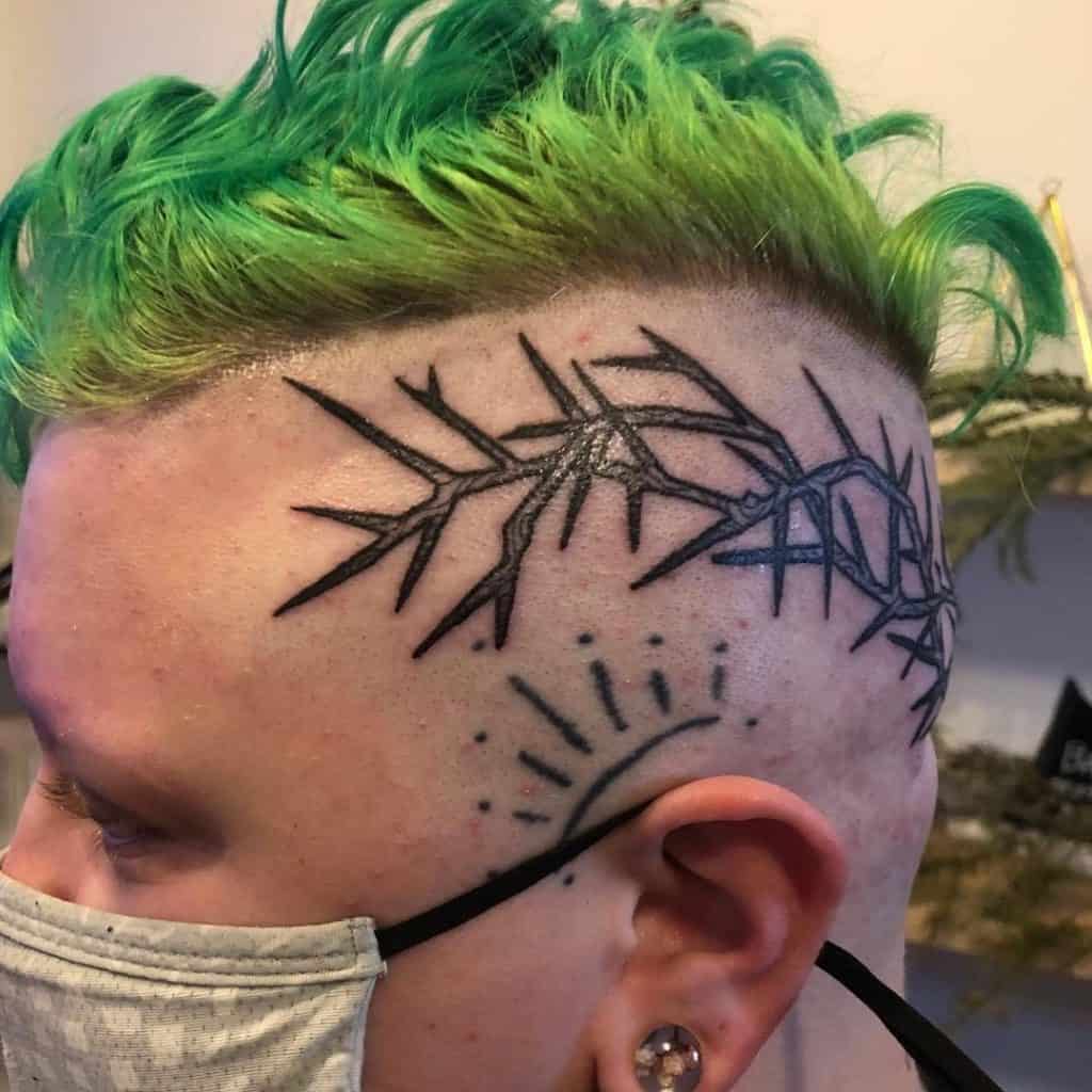 Crown of Thorns Tattoo on Head