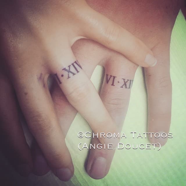 Date Wedding Ring Finger Tattoo 2
