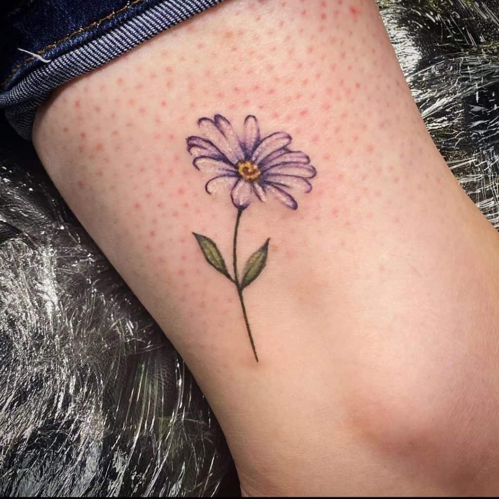 Delicate Flower Ankle Tattoos 