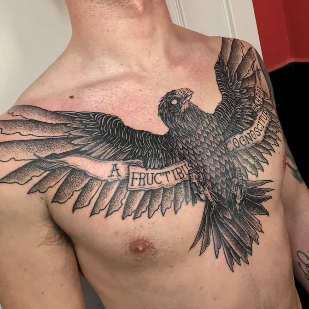 Eagle Tattoo Chest Black Image