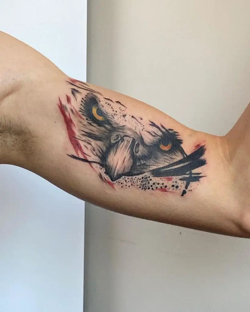 Eagle Tattoo On Arm Red & Black 