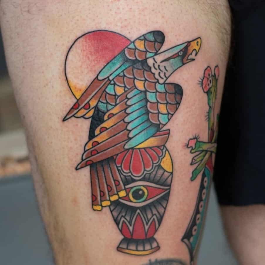 Eagle Tribal Tattoo Colorful Design 