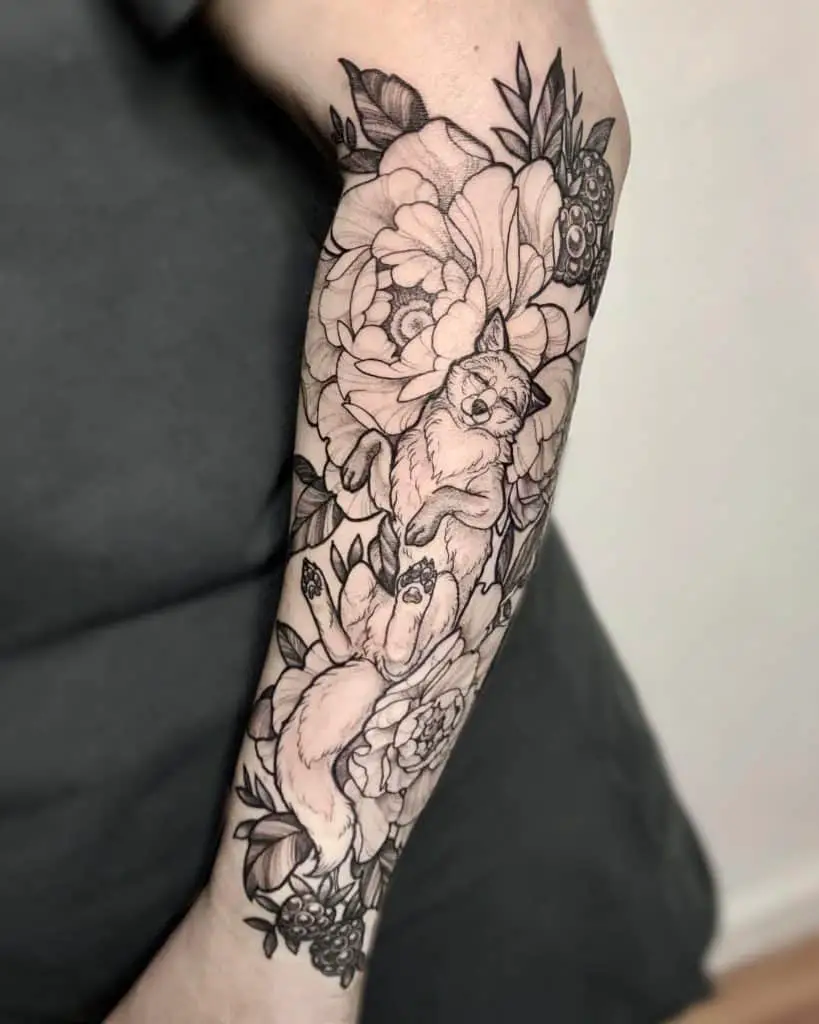 Fox Tattoos: Meaning, Symbolism, and Best Design Ideas for 2024 5 Floral Fox Tattoo 2